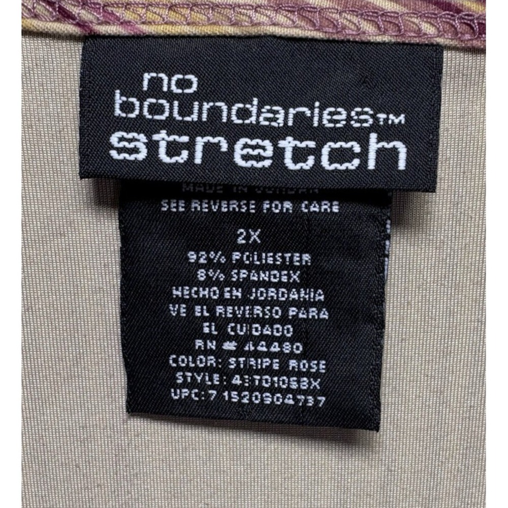 VTG No Boundaries Juniors 2X Striped Babydoll Top Y2K V Neck Coquette Stretch - Picture 4 of 10